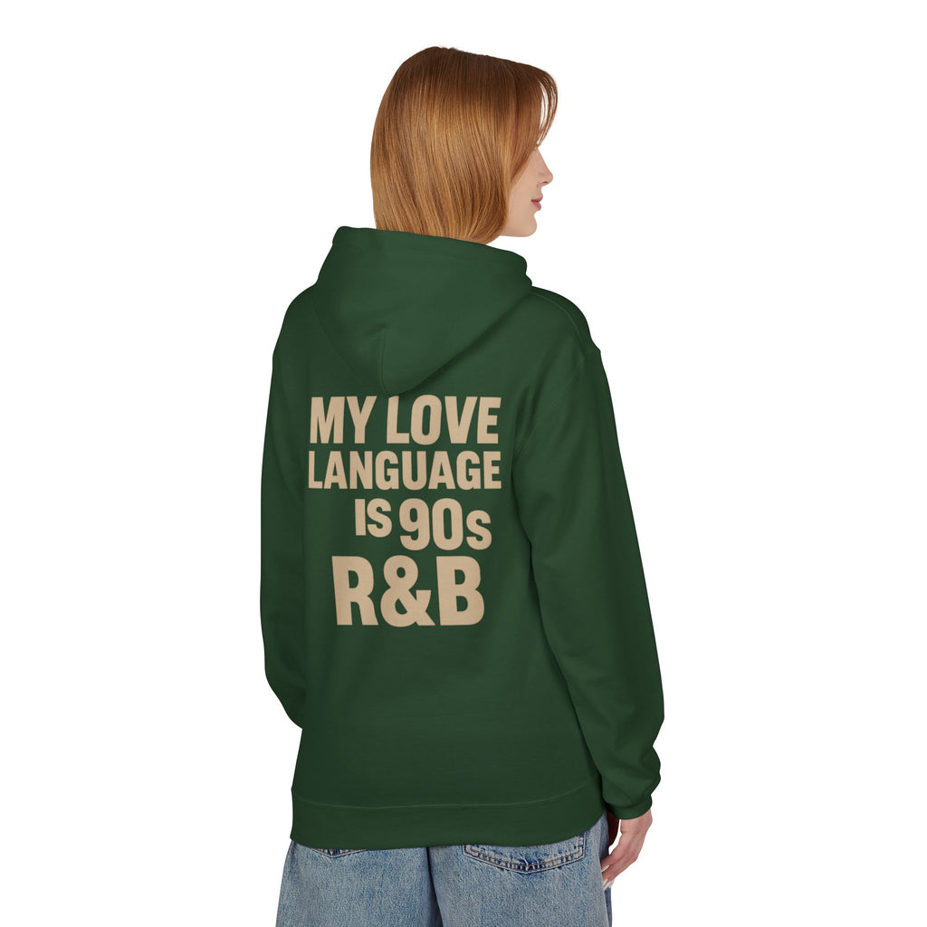 90s R&B Love Language Hoodie, Unisex Fleece Sweatshirt, Music Lover Gift, Cozy Casual Wear, Perfect for Holidays