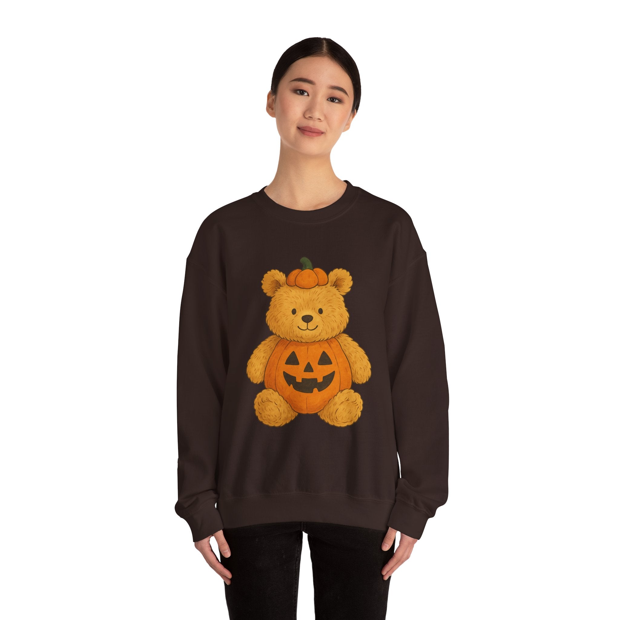 Halloween Teddy Bear Sweatshirt, Cozy Bear Crewneck, Fall Fashion, Cute Pumpkin Sweater, Gift for Her