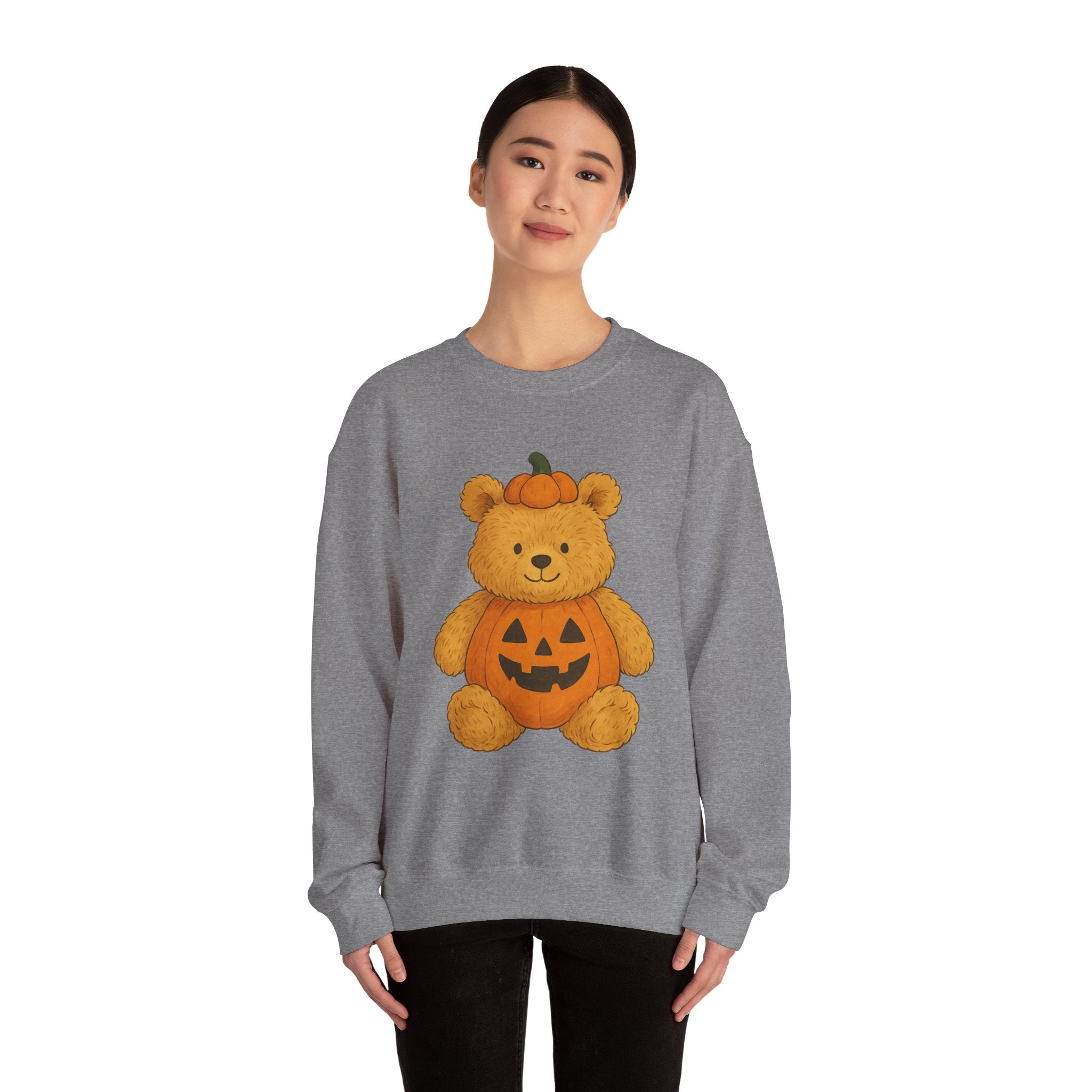 Halloween Teddy Bear Sweatshirt, Cozy Bear Crewneck, Fall Fashion, Cute Pumpkin Sweater, Gift for Her