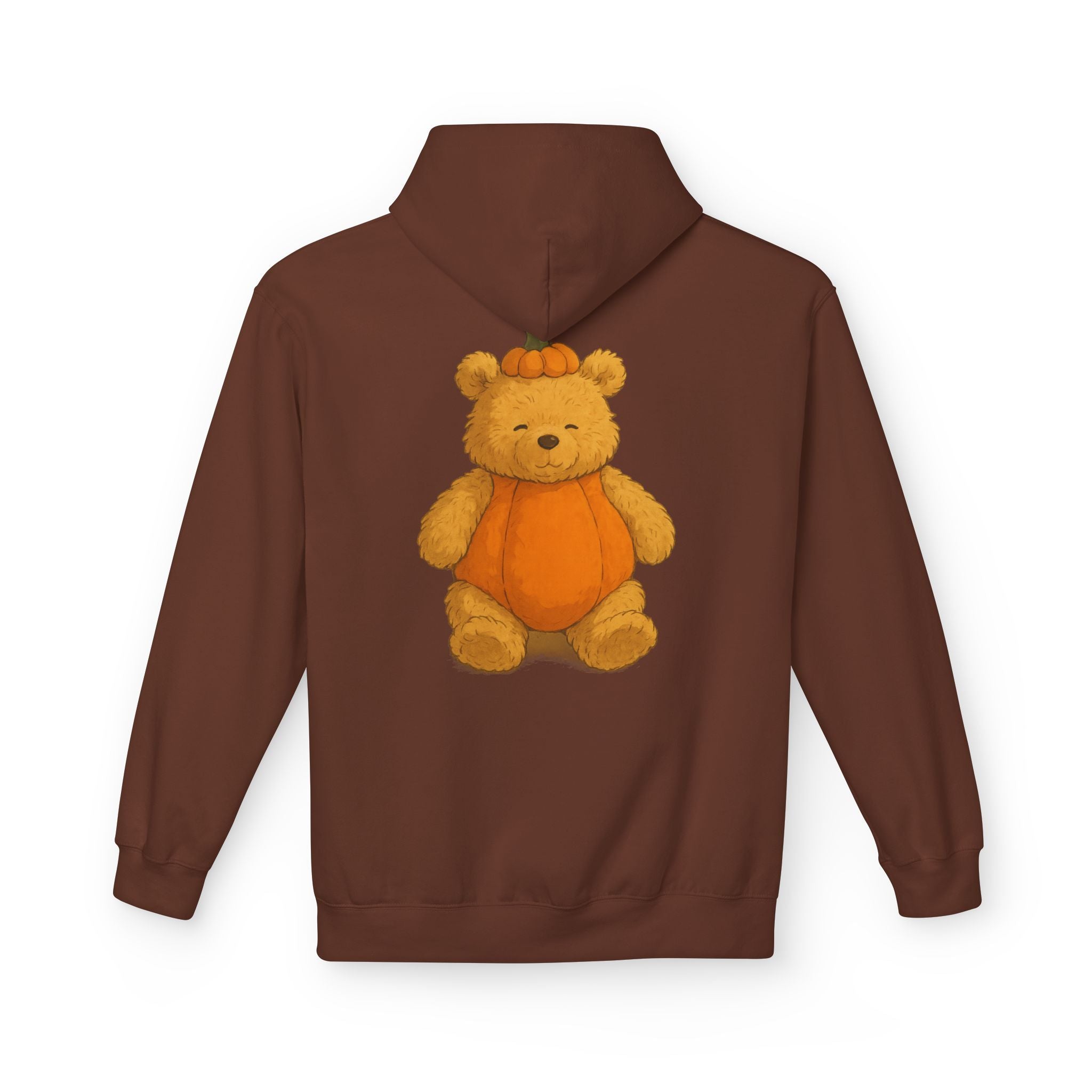 Cute Pumpkin Bear Fleece Hoodie, Cozy Fall Sweatshirt, Unisex Hoodie, Halloween Gift, Cute Animal Apparel
