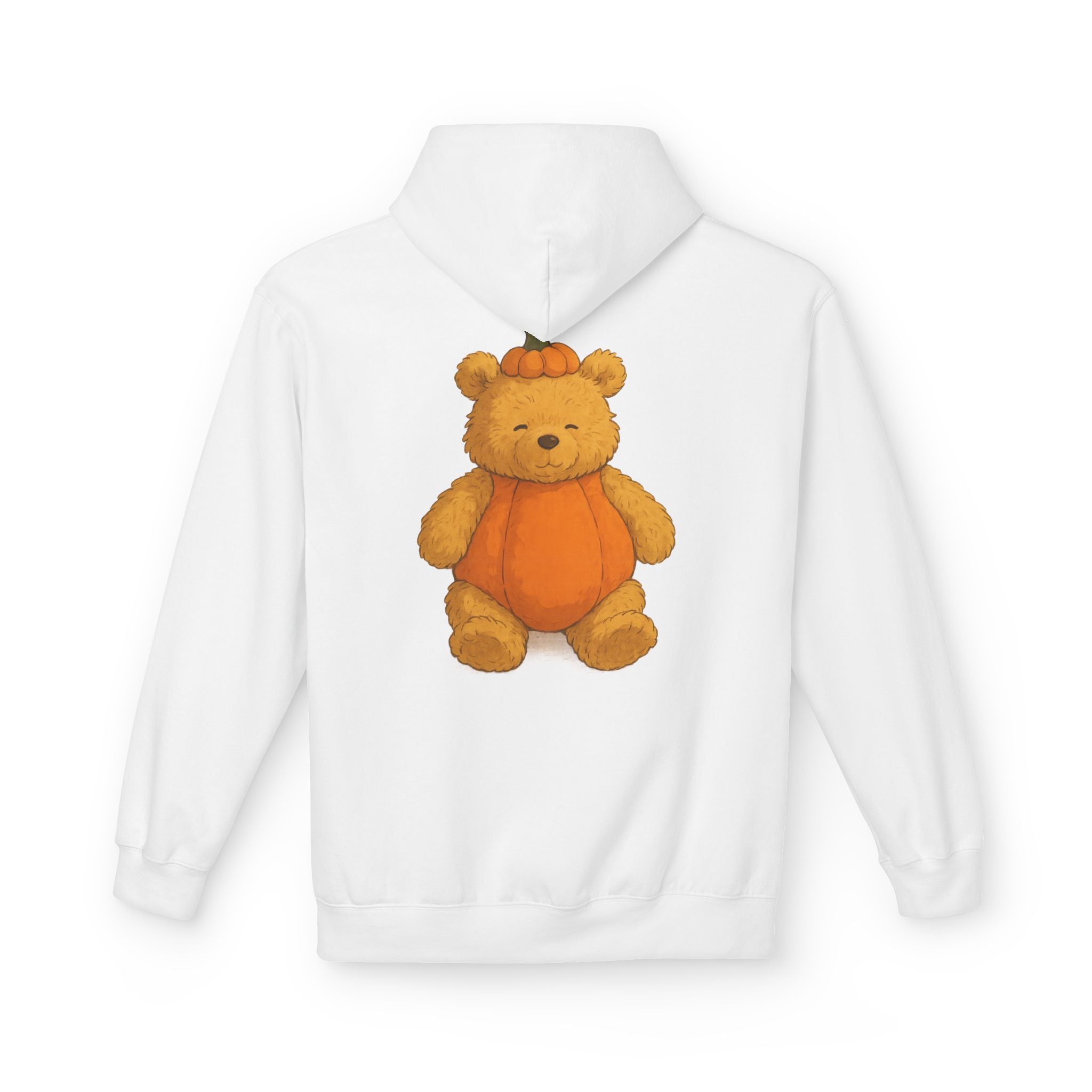 Cute Pumpkin Bear Fleece Hoodie, Cozy Fall Sweatshirt, Unisex Hoodie, Halloween Gift, Cute Animal Apparel
