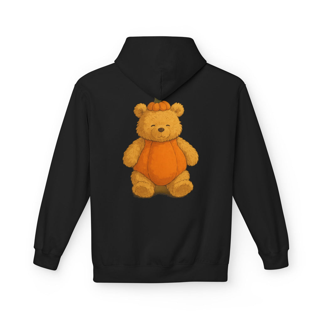 Cute Pumpkin Bear Fleece Hoodie, Cozy Fall Sweatshirt, Unisex Hoodie, Halloween Gift, Cute Animal Apparel