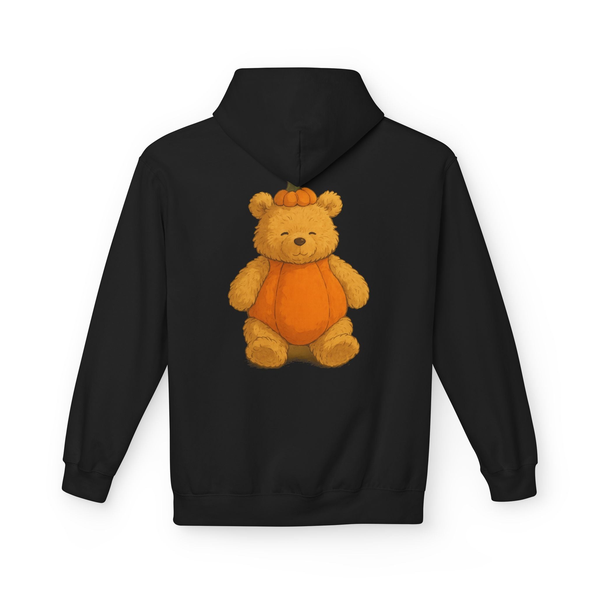 Cute Pumpkin Bear Fleece Hoodie, Cozy Fall Sweatshirt, Unisex Hoodie, Halloween Gift, Cute Animal Apparel