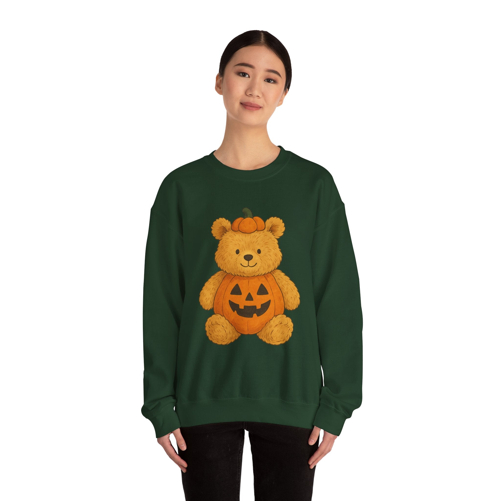 Halloween Teddy Bear Sweatshirt, Cozy Bear Crewneck, Fall Fashion, Cute Pumpkin Sweater, Gift for Her