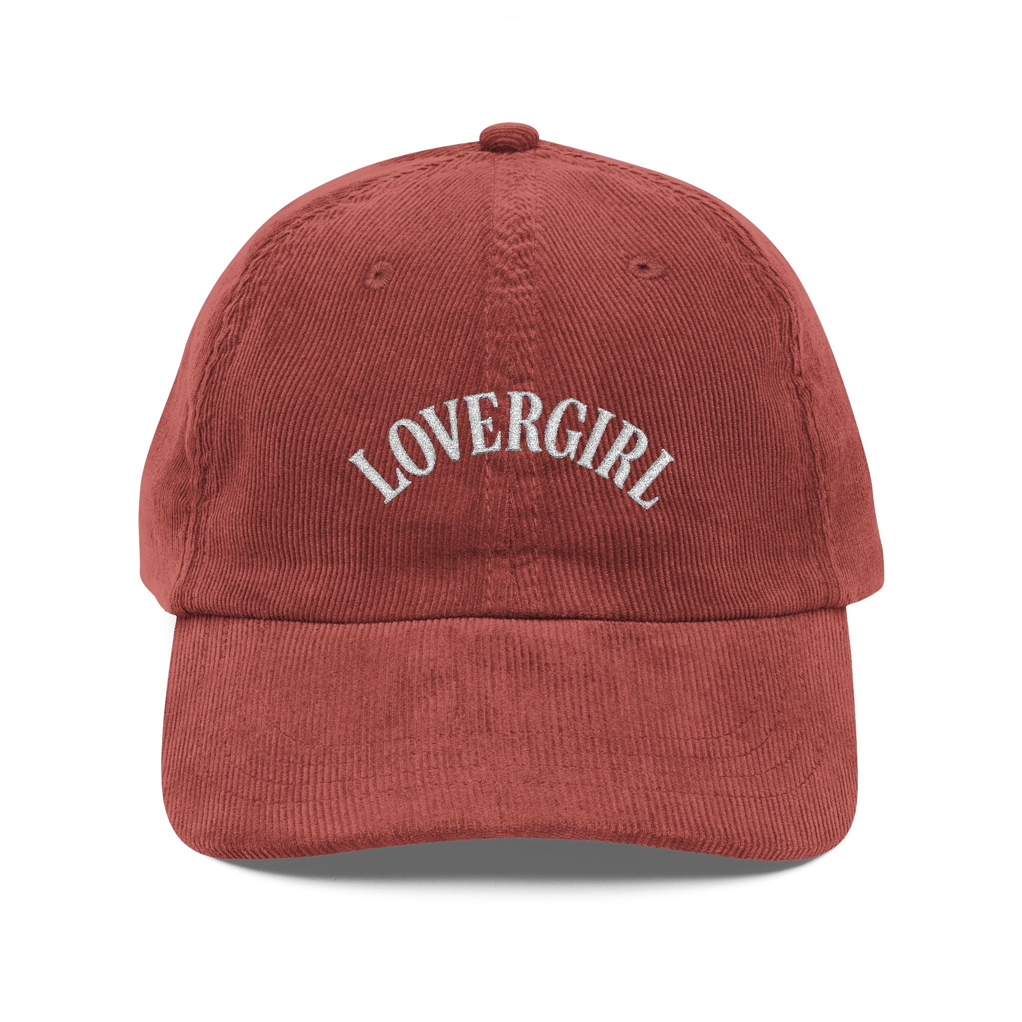 Vintage Corduroy Cap with 'LOVERGIRL' Embroidery | Trendy 90s Hat for Casual Style | Perfect for Gifts, Festivals, and Everyday Wear