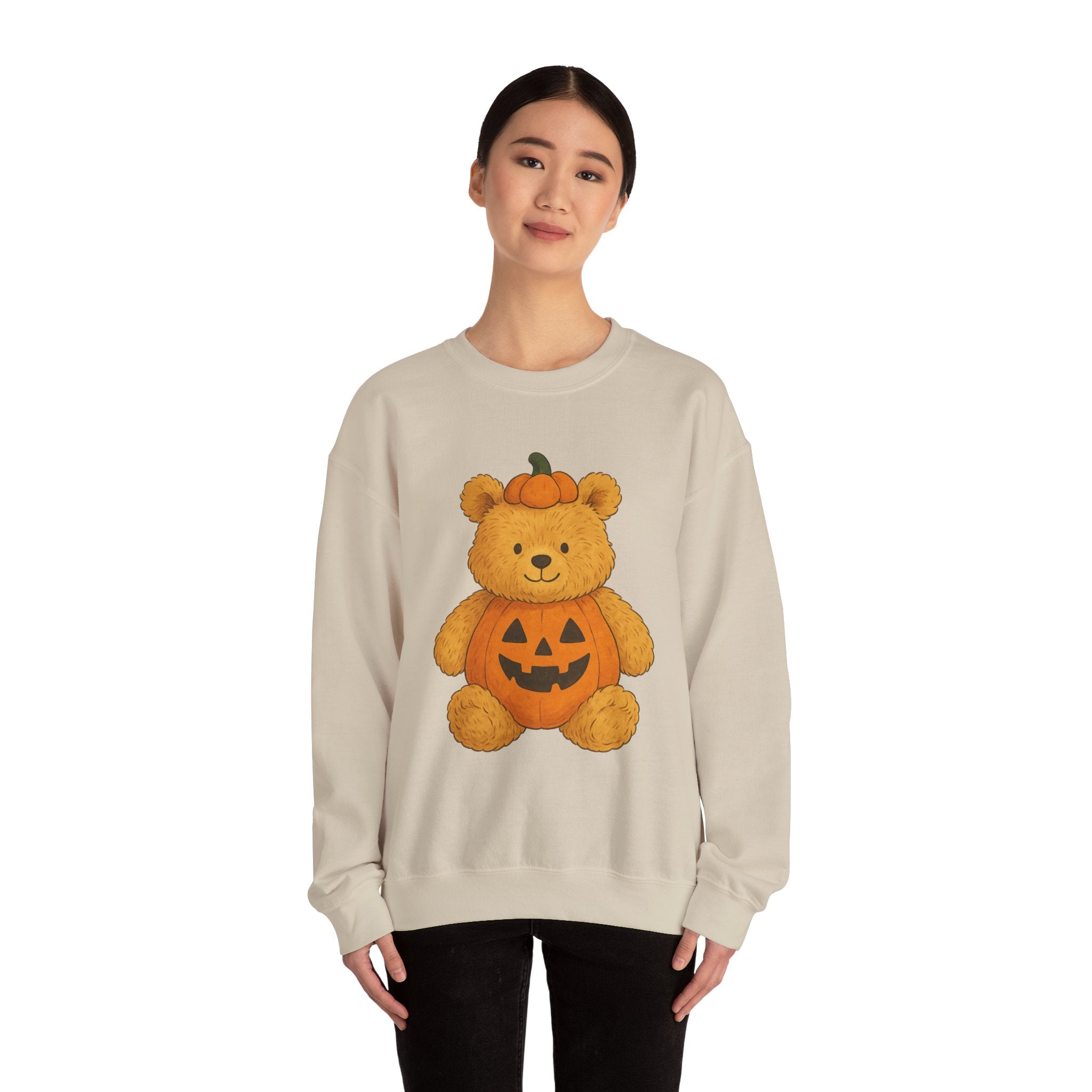 Halloween Teddy Bear Sweatshirt, Cozy Bear Crewneck, Fall Fashion, Cute Pumpkin Sweater, Gift for Her