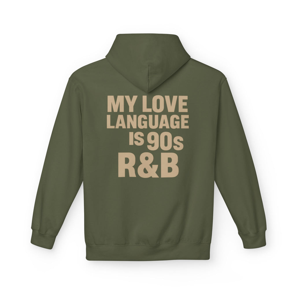 90s R&B Love Language Hoodie, Unisex Fleece Sweatshirt, Music Lover Gift, Cozy Casual Wear, Perfect for Holidays