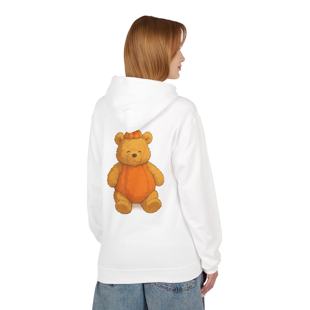 Cute Pumpkin Bear Fleece Hoodie, Cozy Fall Sweatshirt, Unisex Hoodie, Halloween Gift, Cute Animal Apparel