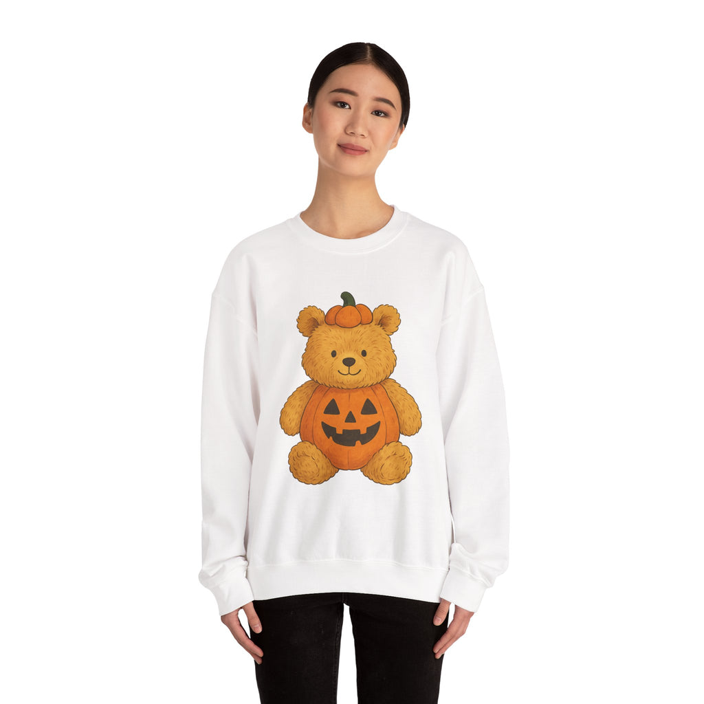 Halloween Teddy Bear Sweatshirt, Cozy Bear Crewneck, Fall Fashion, Cute Pumpkin Sweater, Gift for Her