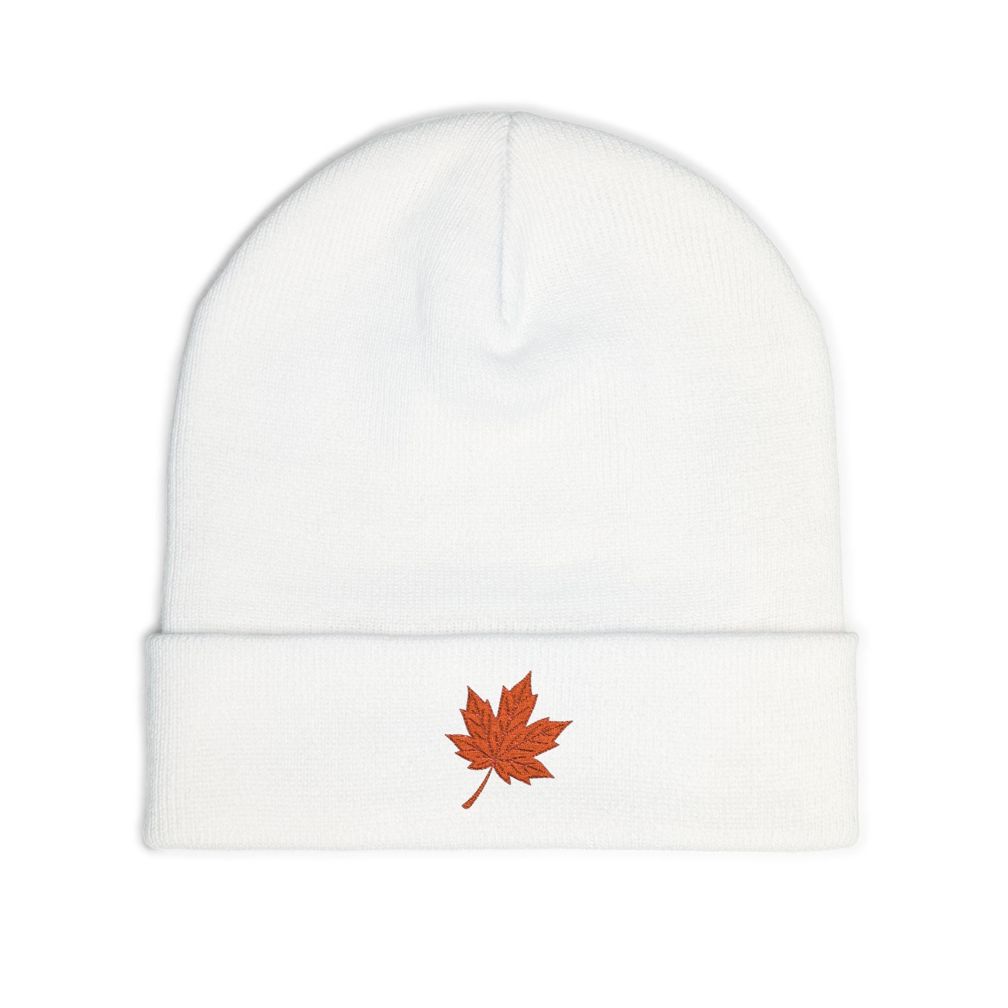 Cozy Embroidered Knit Beanie with Leaf | Winter Hat, Fall Fashion, Outdoor Accessories, Gift for Her, Casual Style