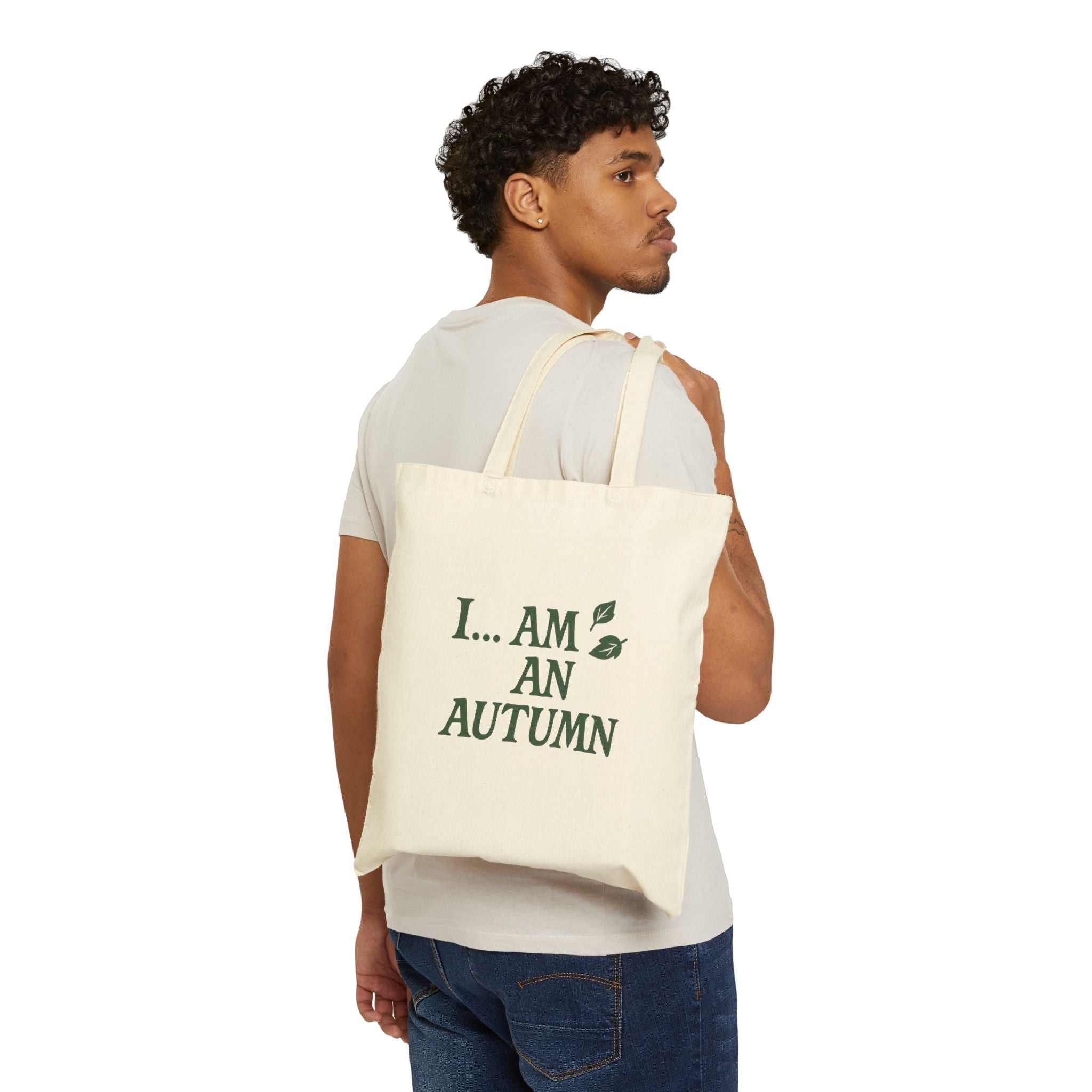 Autumn-Themed Cotton Canvas Tote Bag, Eco-Friendly Market Bag, Grocery Tote, Fall Gift, Reusable Shopping Bag, I AM AN AUTUMN Design