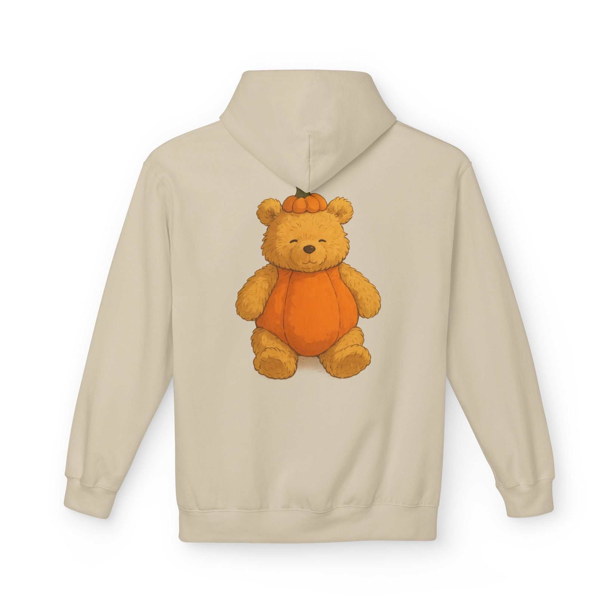 Cute Pumpkin Bear Fleece Hoodie, Cozy Fall Sweatshirt, Unisex Hoodie, Halloween Gift, Cute Animal Apparel