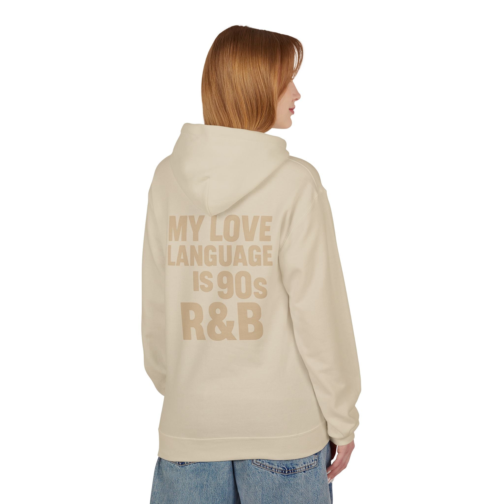 90s R&B Love Language Hoodie, Unisex Fleece Sweatshirt, Music Lover Gift, Cozy Casual Wear, Perfect for Holidays