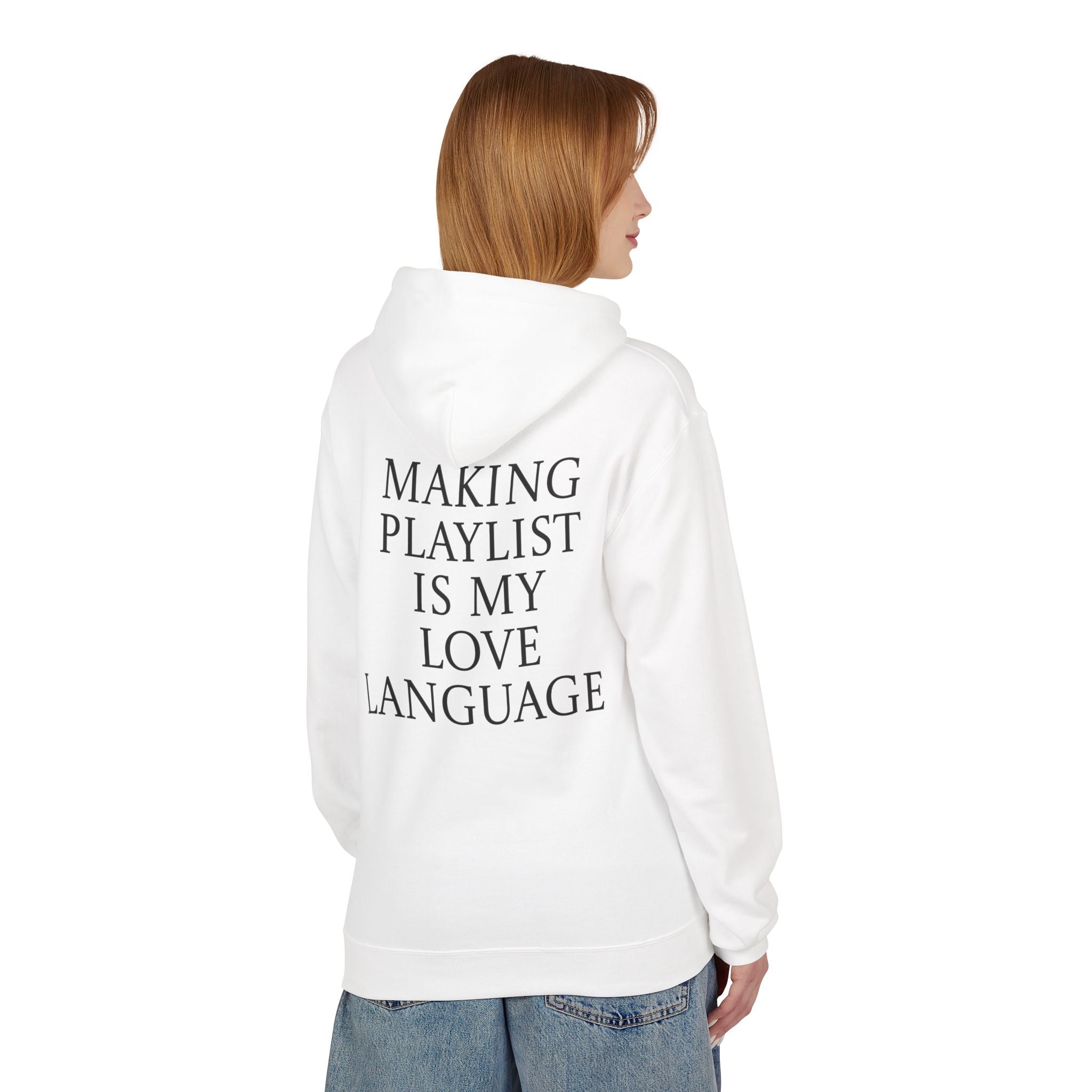 Playlist Love Language Hoodie, Comfortable Zip Up, Cozy Unisex Fleece, Gift for Music Lovers, Perfect for Casual Days, Lightweight Hoodie