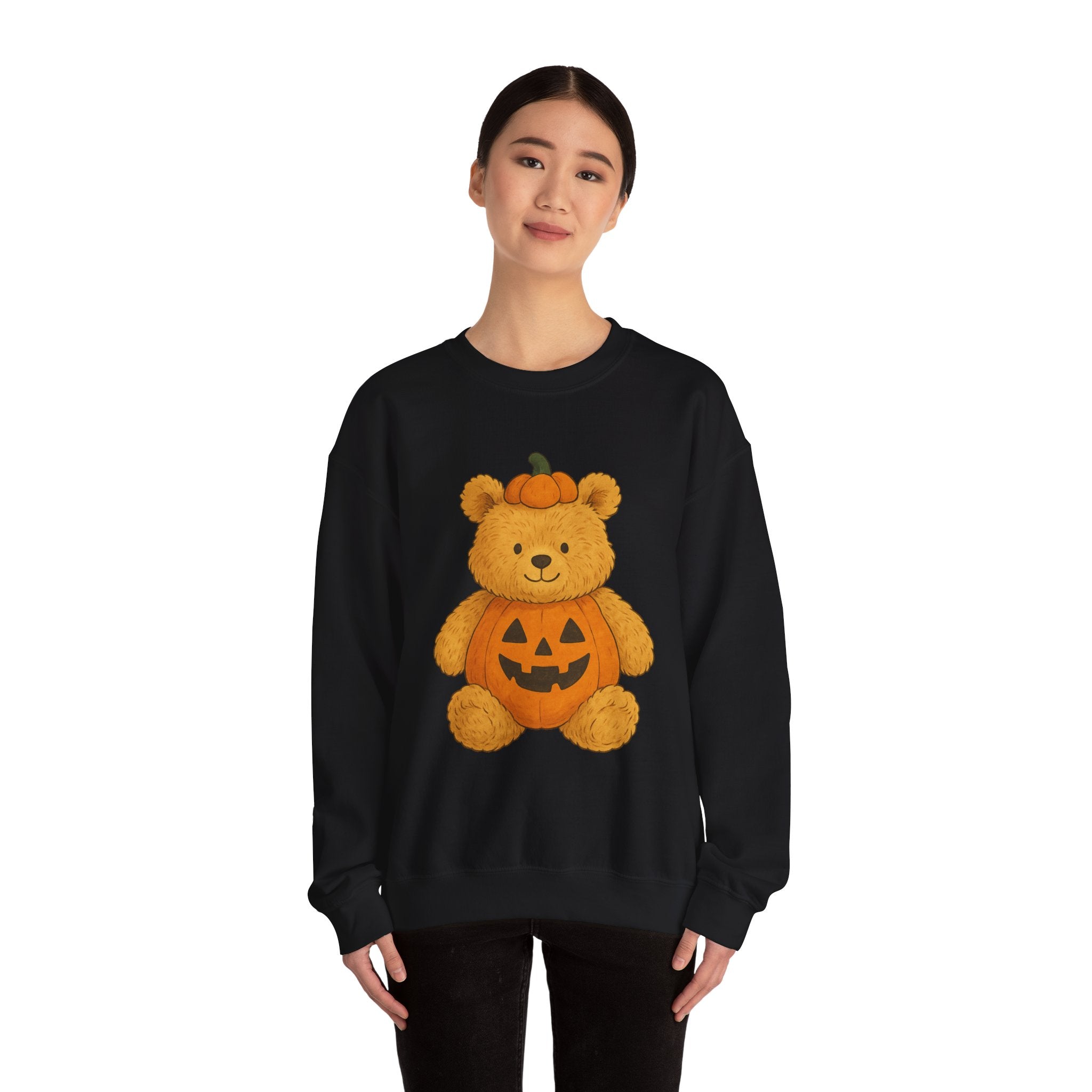 Halloween Teddy Bear Sweatshirt, Cozy Bear Crewneck, Fall Fashion, Cute Pumpkin Sweater, Gift for Her