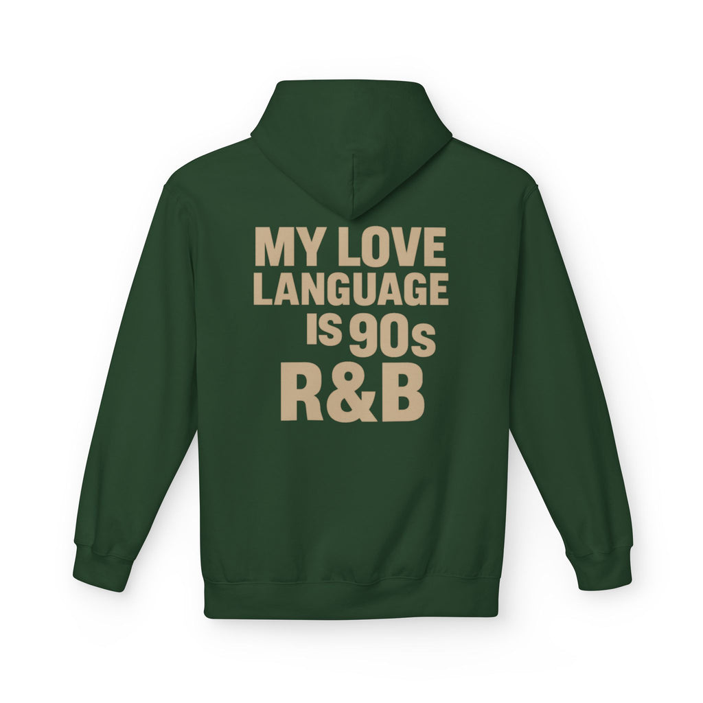90s R&B Love Language Hoodie, Unisex Fleece Sweatshirt, Music Lover Gift, Cozy Casual Wear, Perfect for Holidays