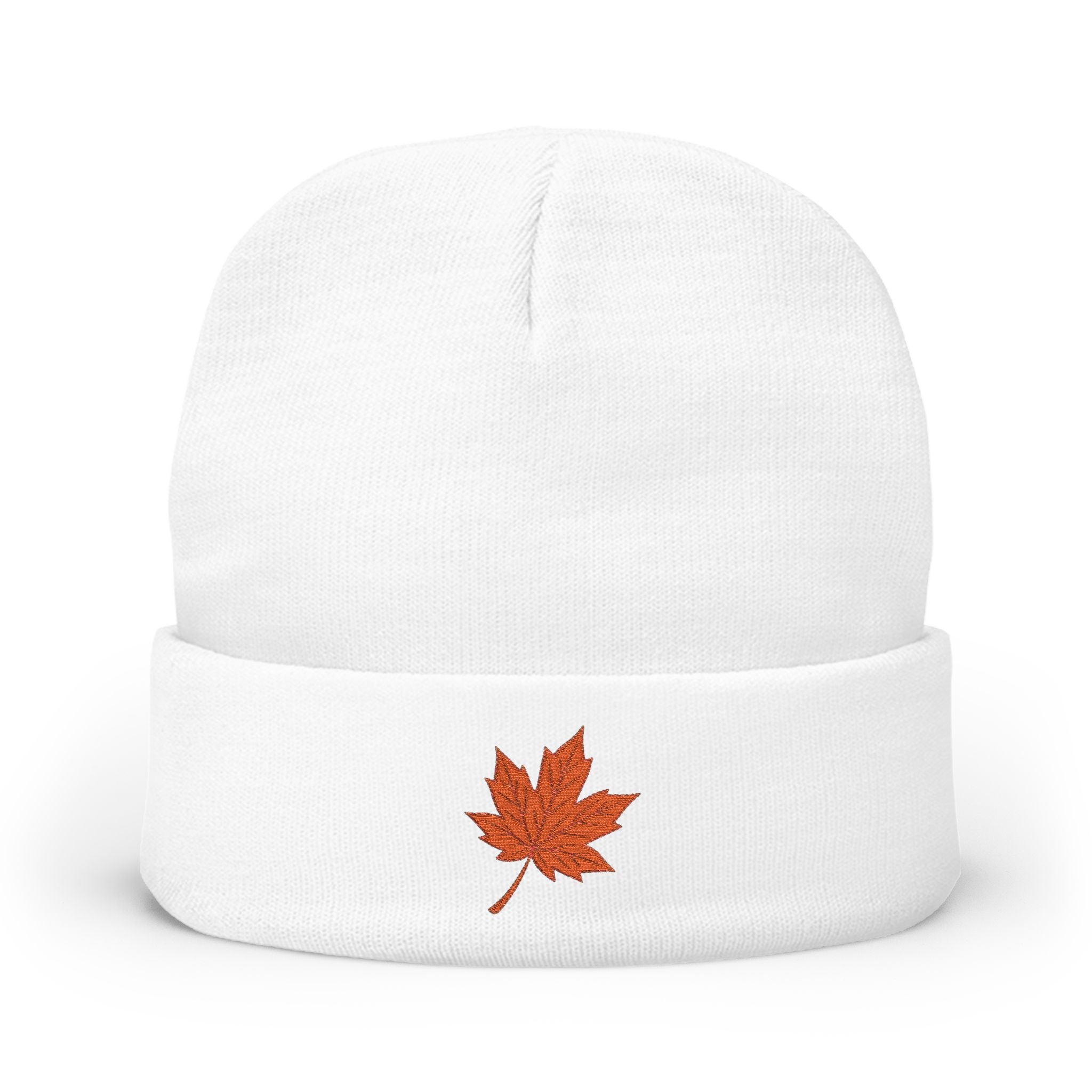 Cozy Embroidered Knit Beanie with Leaf | Winter Hat, Fall Fashion, Outdoor Accessories, Gift for Her, Casual Style